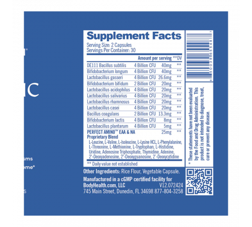 Пробиотик, Probiotic, BodyHealth, 60 капсул