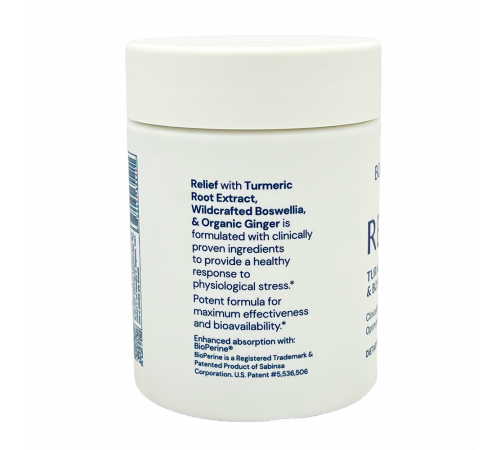 Растительный комплекс с куркумой, босвеллией и имбирём, Relief, BodyHealth, 90 капсул