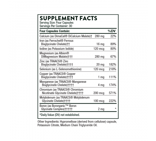 Минеральный комплекс с медью и железом, BioMins, Thorne, 120 капсул