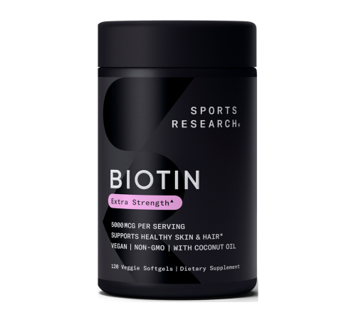 Биотин 5000 мкг, Biotin 5000 mcg, Sports Research, 120 капсул