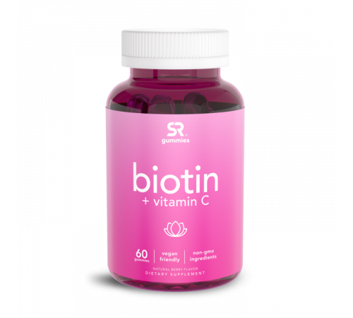 Биотин с витамином C 5000 мкг, Biotin + Vitamin C 5000 mcg, Sports Research, 60 жевательных капсул