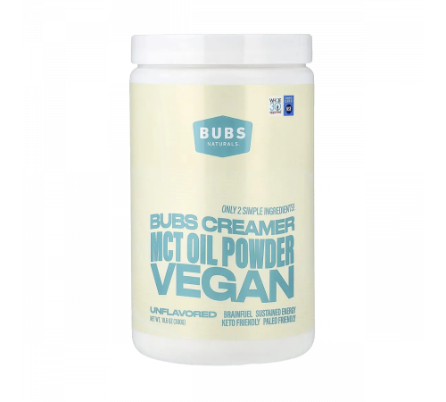Кремер BUBS, порошок MCT масла без вкуса, Oil Powder Creamer-Vegan, BUBS Naturals, 300 г