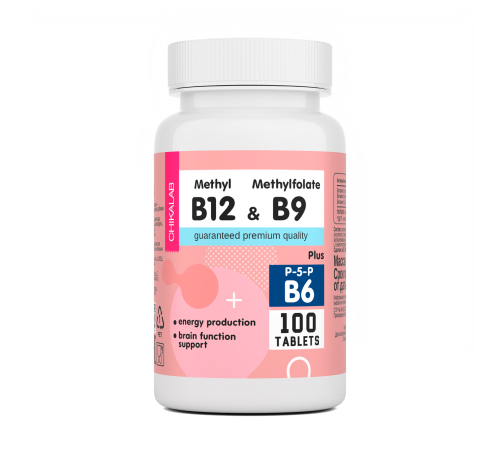 Комплекс Витаминов B6, B9 и B12, Methyl B12 and Methylfolate B9 +B6, Chikalab, 100 таблеток