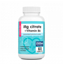 Цитрат Магния с Витамином В6, Mg Citrate + Vitamin B6, Chikalab, 60 таблеток