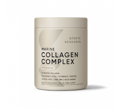Морской коллаген с биотином и гиалуроновой кислотой, Marine Collagen Complex, Sports Research, 163 г