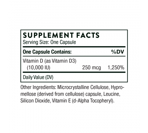 Витамин Д3 10000 МЕ, Vitamin D-10000 IU, Thorne Research, 60 капсул