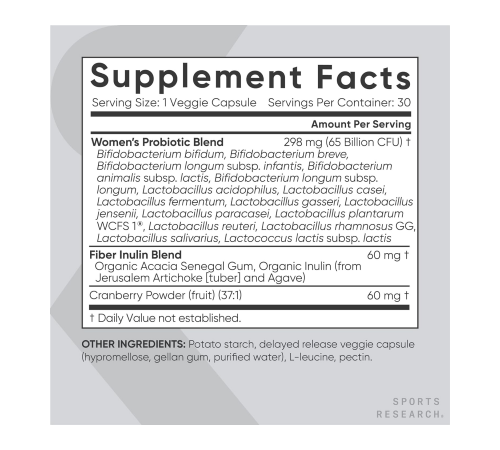 Женские пробиотики,  Women's Probiotics, Sports Research, 30 капсул