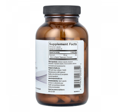 L-треонат магния, NeuroMag, Designs For Health, 90 вегетарианских капсул