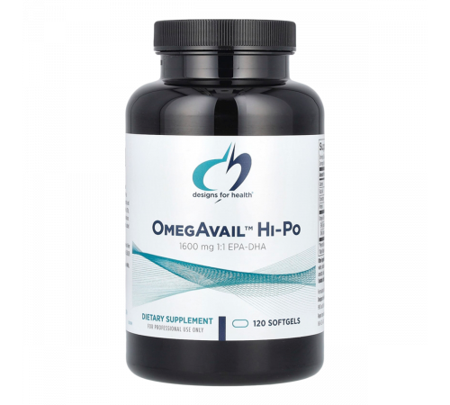 Омега-3, OmegAvail Hi-Po, Designs For Health, 120 гелевых капсул