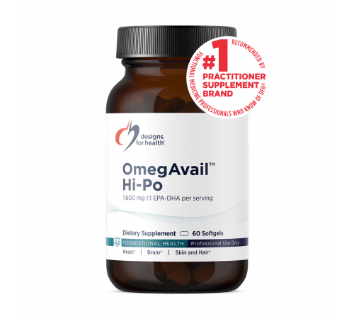 Омега-3, OmegAvail Hi-Po, Designs For Health, 120 гелевых капсул