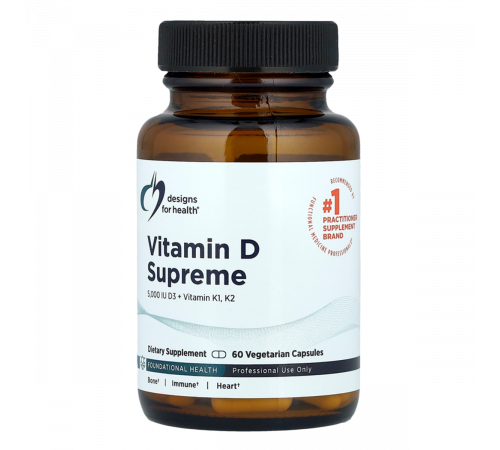 Витамин Д, Vitamin D Supreme, Designs For Health, 60 капсул