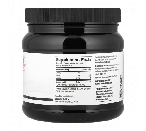 Коллаген без вкуса, Whole Body Collagen, Designs for Health, 390 г