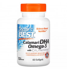 ДГК Омега-3 с каламарином, Calamari DHA Omega-3 with Calamarine, Doctor's Best, 60 капсул