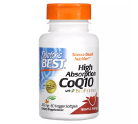 Коэнзим Q10 с высокой абсорбцией с биоперином, High Absorption CoQ10, Doctor's Best, 60 вегетарианских капсул
