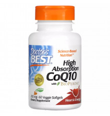 Коэнзим Q10 с высокой абсорбцией с биоперином 200 мг, High Absorption CoQ10, Doctor's Best, 60 вегетарианских капсул