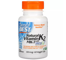 Витамин K2 MK-7 с MenaQ7 100 мкг, Vitamin K2 Mk-7 with MenaQ7, Doctor's Best, 60 вегетарианских капсул