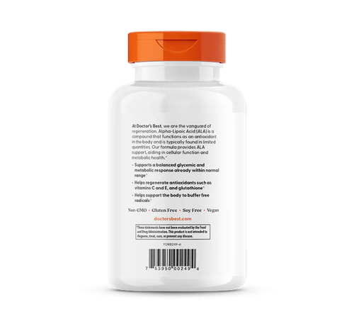 Альфа-липоевая кислота, Doctor's Best Alpha-Lipoic Acid 600 мг, 180 вегетарианских капсул