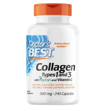 Коллаген 1 и 3 типа, Doctor's Best Collagen Types 1 and 3 and Vitamin C, 500 мг, 240 капсул
