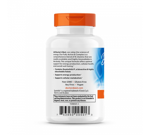 Активный комплекс витамина B, Doctor's Best Fully Active B Complex, 60 вегетарианских капсул