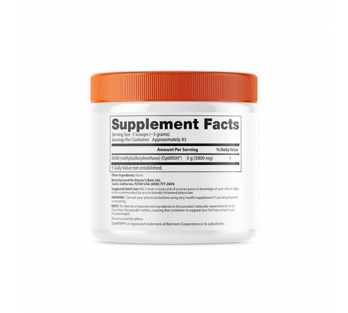 Порошок MSM, Doctor's Best MSM Powder with OptiMSM, 250 г