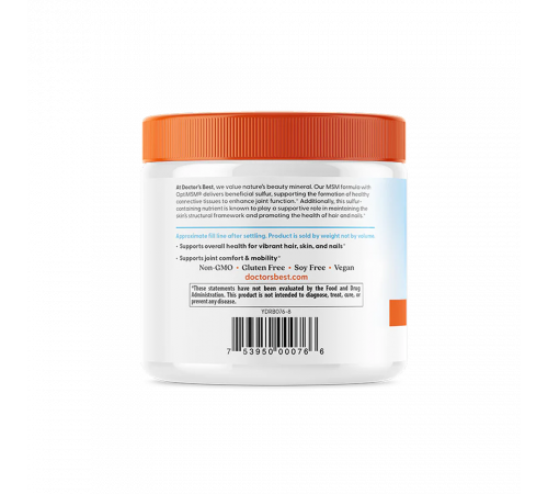 Порошок MSM, Doctor's Best MSM Powder with OptiMSM, 250 г