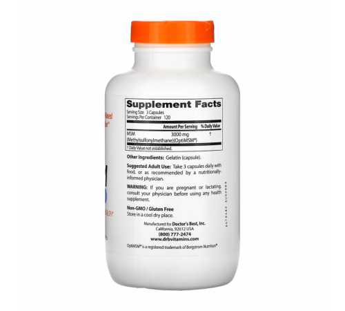 МСМ с OptiMSM 1000 мг, MSM with OptiMSM 1000 mg, Doctor's Best, 360 капсул