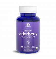 Комплекс Бузины 150 мг + Витамин C, Цинк и Пробиотики, Elderberry Gummies 150mg + C, Zn & Probiotic Organic, Sports Research, 60 жевательных капсул