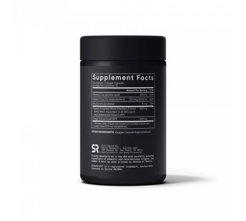 Комплекс бузины, Elderberry Complex, Sports Research, 60 капсул