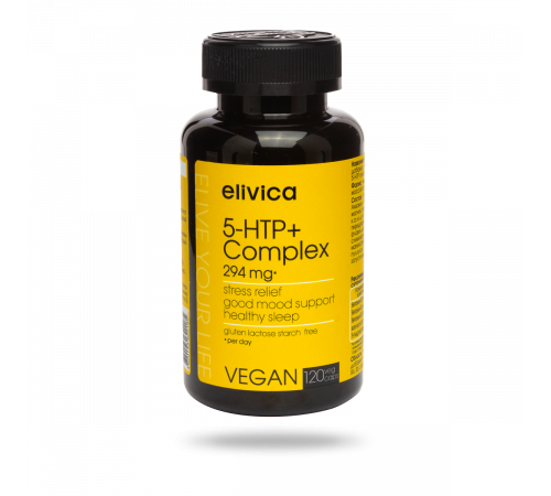 Комплекс Витаминов В с 5-Гидрокситриптофаном, 5-HTP + Complex, Elivica, 120 вегетарианских капсул