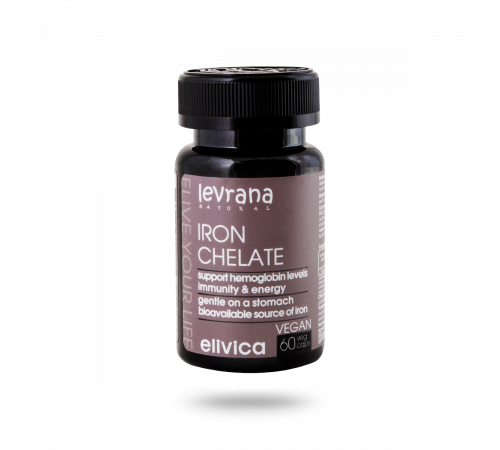 Железо, Iron Chelate, Elivica, 60 вегетарианских капсул