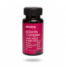 Комплекс для кожи, ногтей и волос, Keratin Complex, Elivica, 60 вегетарианских капсул