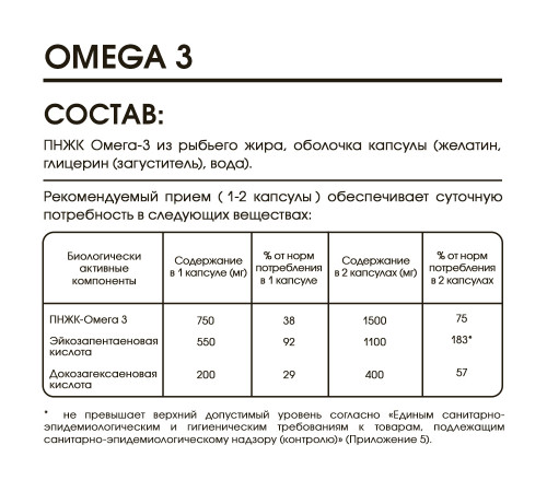 Омега-3, Omega-3, Elivica, 60 капсул