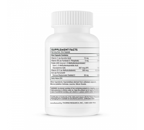 Железо с кофакторами, Ferrasorb, Thorne Research, 60 капсул