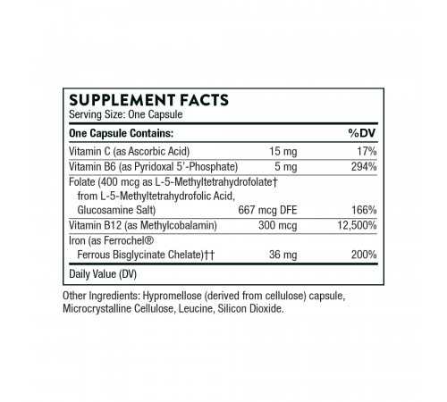 Железо с кофакторами, Ferrasorb, Thorne Research, 60 капсул
