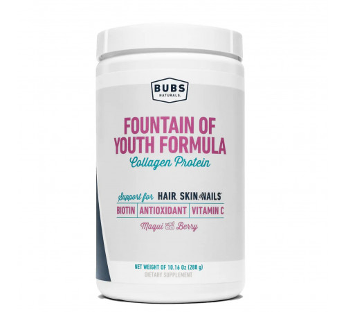 Комплекс коллагена с антиоксидантами, Fountain of Youth Formula, Bubs Naturals (288 g)