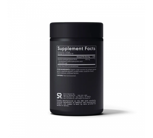 Гарциния камбоджийская 500 мг, Garcinia Cambogia (65% HCA) 500 mg, Sports Research, 90 капсул