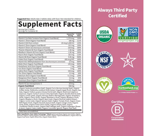 Мультивитамины для женщин, Women's Once Daily, Garden of Life, 60 вегетарианских таблеток