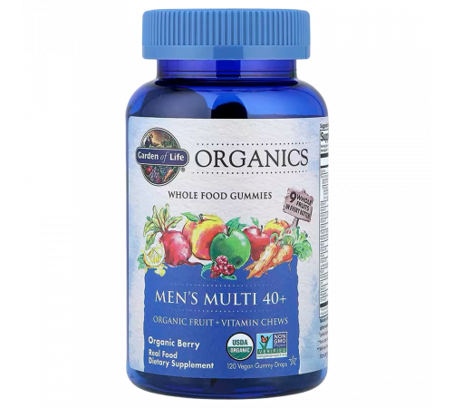 Жевательные мультивитамины для мужчин, Garden of Life, ягодный вкус, 120 веганских капсул