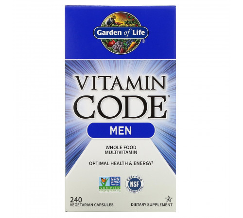Garden of Life, Vitamin Code, мультивитамины из цельных продуктов для мужчин, 240вегетарианских капсул
