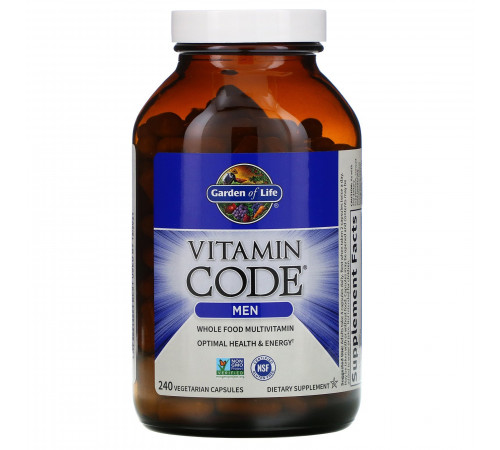 Garden of Life, Vitamin Code, мультивитамины из цельных продуктов для мужчин, 240вегетарианских капсул