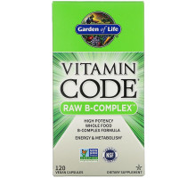 Комплекс витаминов B из цельных продуктов,  Raw B-Complex, Garden of Life, Vitamin Code, 120 капсул