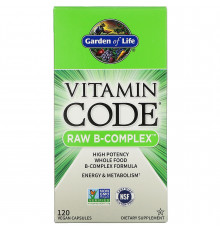 Комплекс витаминов B из цельных продуктов,  Raw B-Complex, Garden of Life, Vitamin Code, 120 капсул