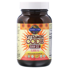 Витамин Д3 5000 МЕ, Vitamin Code Raw D3 5000 IU, Garden of Life, 60 капсул