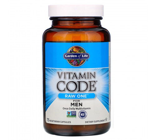 Мультивитамины для мужчин, Vitamin Code RAW One for Men, Garden of Life, 75 капсул