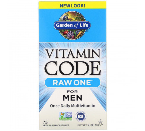 Мультивитамины для мужчин, Vitamin Code RAW One for Men, Garden of Life, 75 капсул