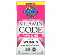 Мультивитаминный комплекс для женщин, Vitamin Code RAW One for Women, Garden of Life, 75 вегетарианских капсул
