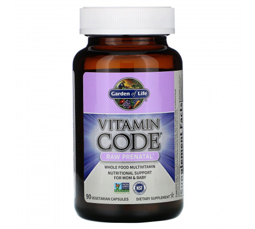 Мультивитамины для беременных, Vitamin Code RAW Prenatal, Garden of Life, 90 капсул