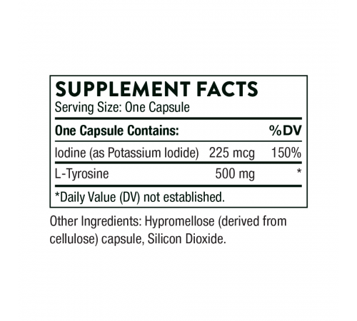 Йод и тирозин, Iodine & Tyrosine, Thorne, 60 капсул