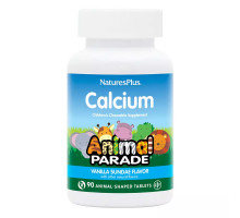 Кальций для детей со вкусом ванили, Calcium Children's Chewable Supplement, NaturesPlus, 90 таблеток в форме животных