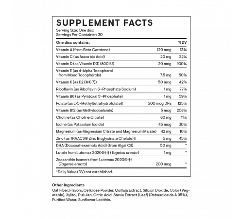 Мультивитамины для детей от 4 до 12 лет со вкусом клубники и киви, Kids Multi +, Thorne, 30 растворимых дисков